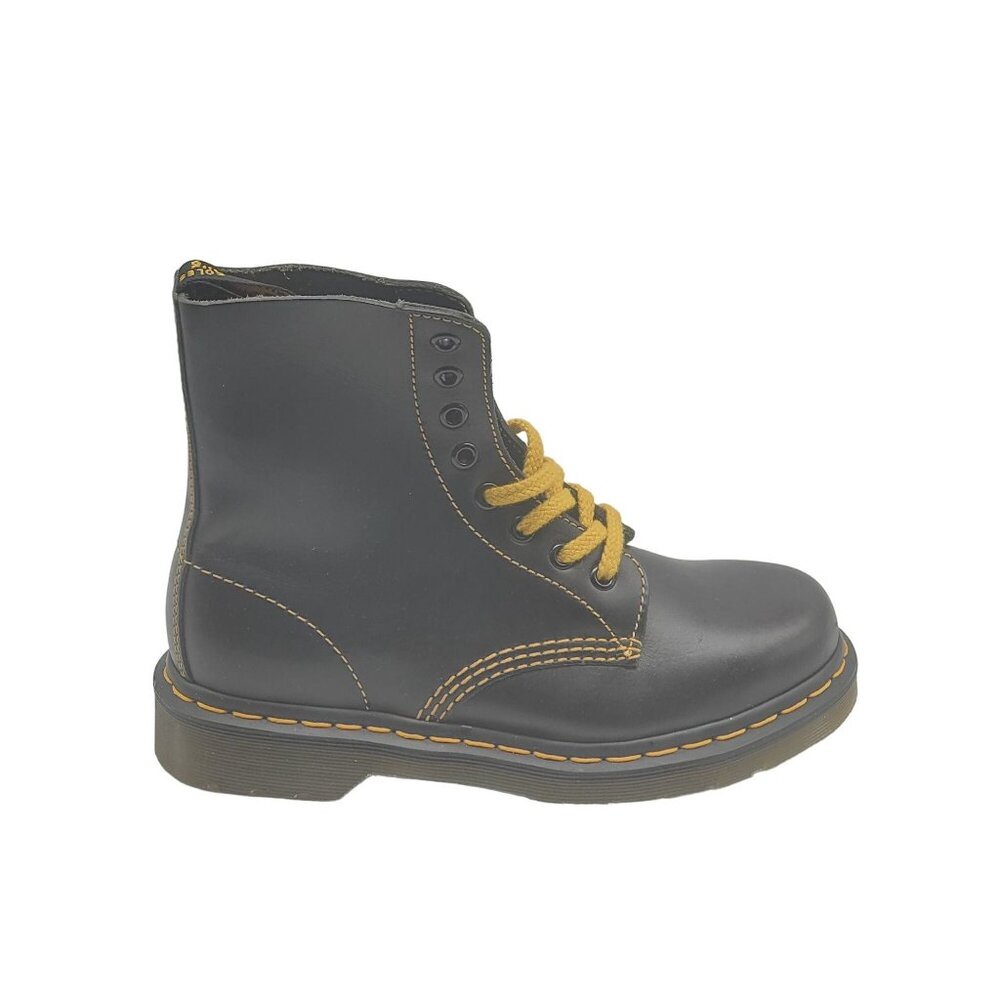 Dr. Martens 1460 Pascal Yellow‎ Stitch Black Leather Men Boots Size 5